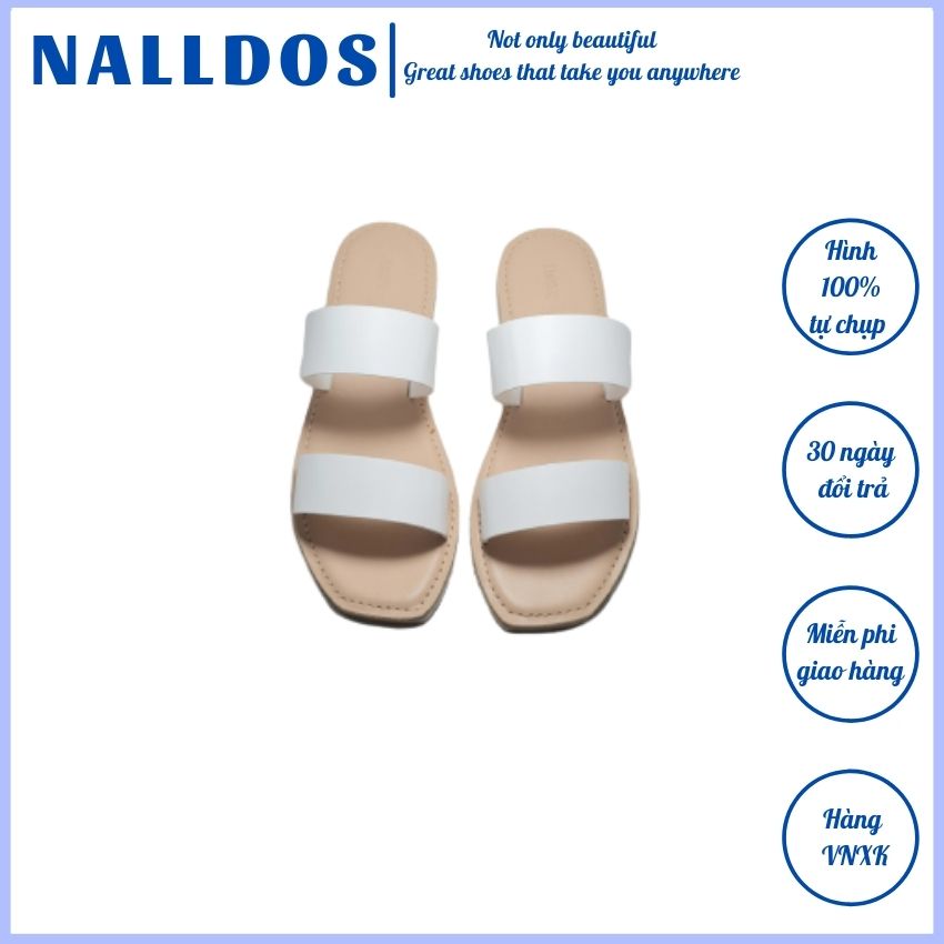 Giày nữ NALLDOS dép nữ, dép quai ngang, dép hai quai ngang nữ đế bằng 4 màu