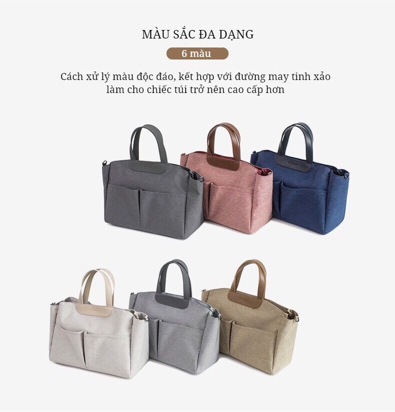 Túi Đeo Bỉm Sữa Thời Trang Winner Vải Oxford chống thấm nước nhiều màu trẻ trung - Bé Bebe