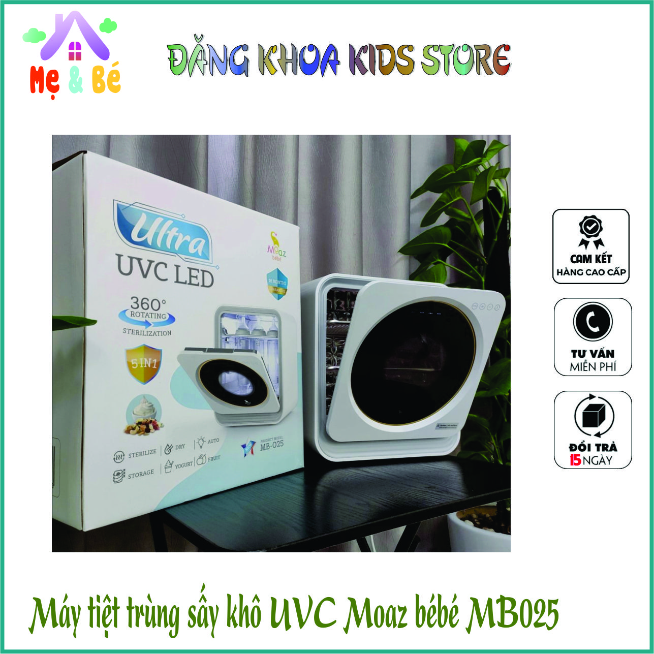 Máy tiệt trùng sấy khô và bảo quản bình sữa bằng tia UVC Moaz bebe mb025