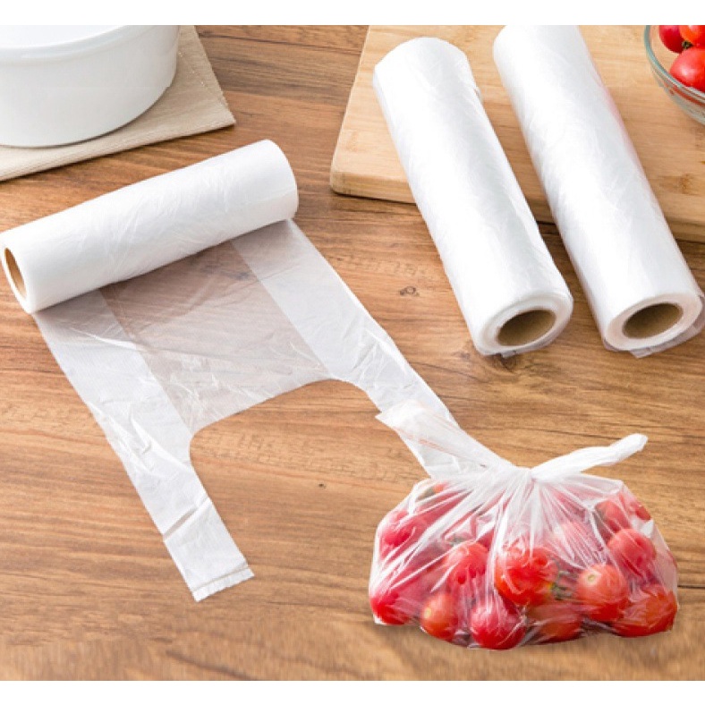 Cuộn 100 túi nilon có quai đựng thực phẩm cất để tủ lạnh