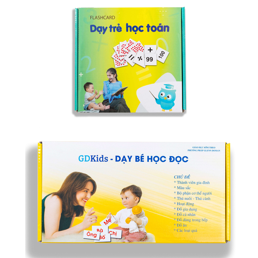 Combo thẻ flashcard dạy bé học đọc + dạy trẻ học toán