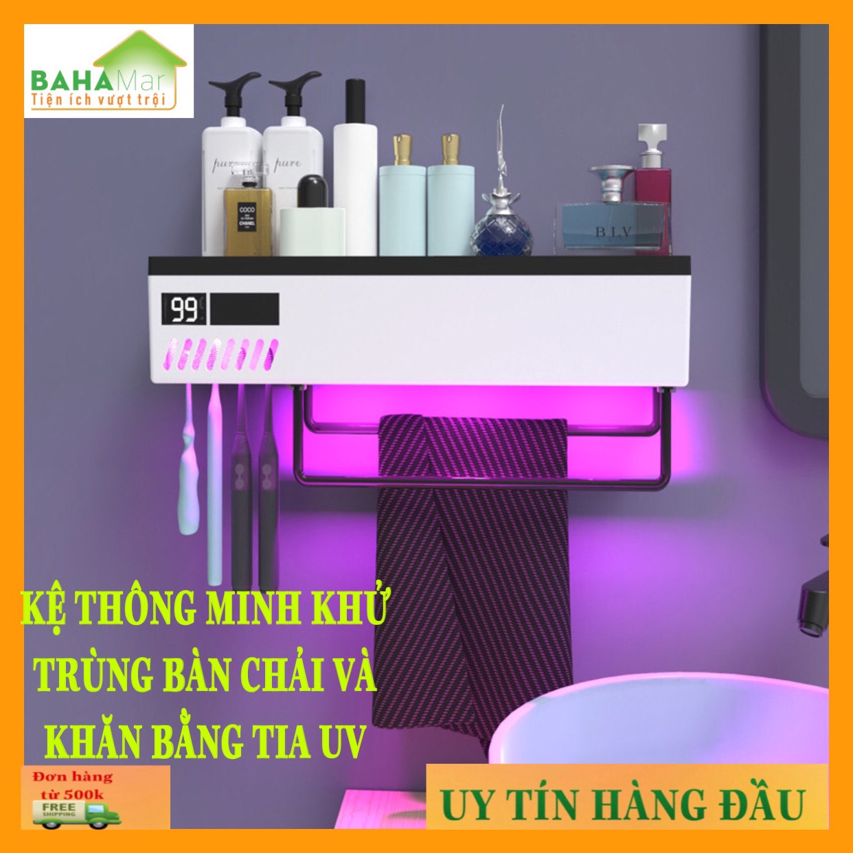 KỆ THÔNG MINH KHỬ TRÙNG BÀN CHẢI ĐÁNH RĂNG VÀ KHĂN BẰNG TIA UV SỬ DỤNG NĂNG LƯỢNG MẶT TRỜI "BAHAMAR" khử khuẩn tiệt trùng cho bàn chải đánh răng và khăn mặt, xử lý 99,99%  vi khuẩn bám trên bề mặt để có đồ dùng an toàn