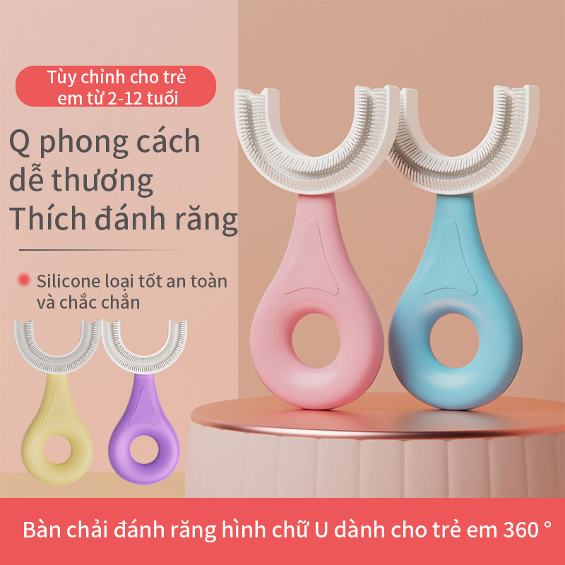 Bàn Chải Đánh Răng trẻ em Silicon Hình Chữ U, Bàn Chải Tập Đánh Răng Cho Bé Từ 2 - 6 Tuổi