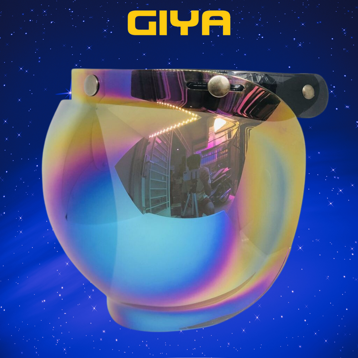 Kính bubble SOL gắn nón bảo hiểm, mũ xe máy 3/4 hoặc 1/2 có nút bấm - Giya Helmet