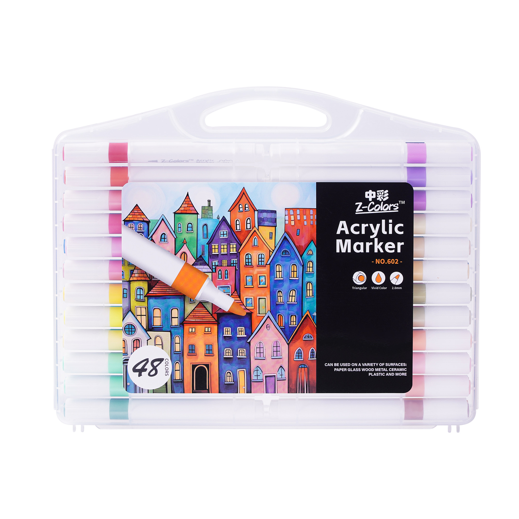Bút Màu Acrylic Marker ZhongCai 12/24/36/48 Màu Tươi Sáng, Không Lem, Chống Nước, Vẽ Tô Trên Mọi Chất Liệu FD 602