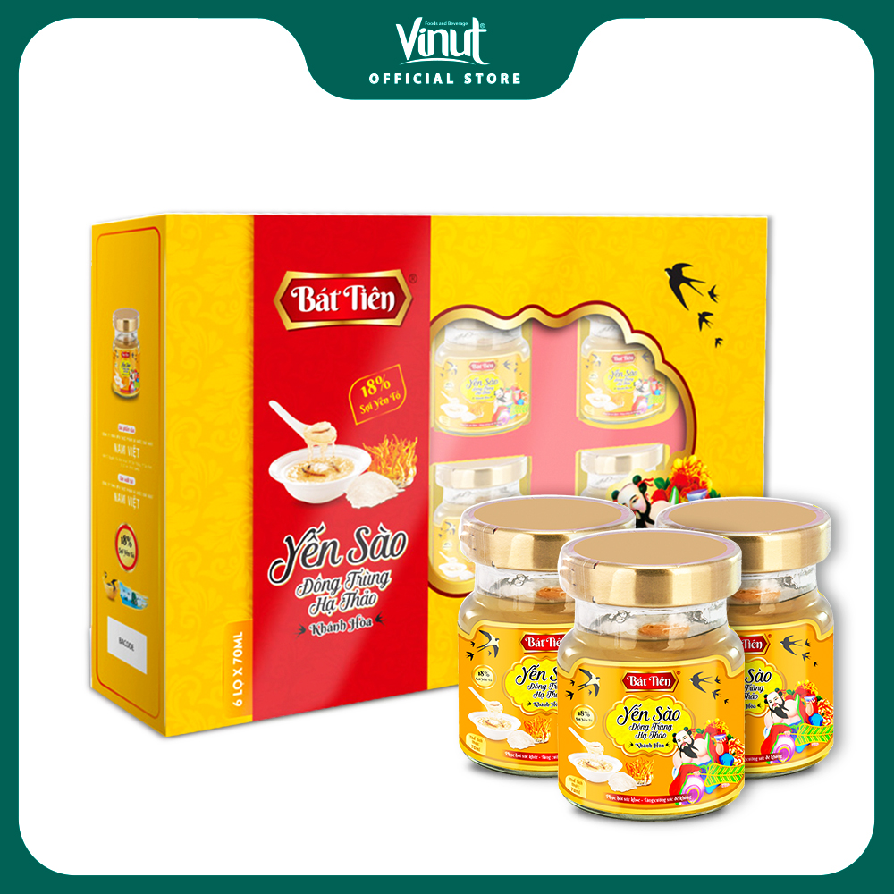 [FREE SHIP] Hộp Nước Yến Sào Đông Trùng Hạ Thảo Bát Tiên hũ 70ml (mỗi hũ 18% Yến sào)