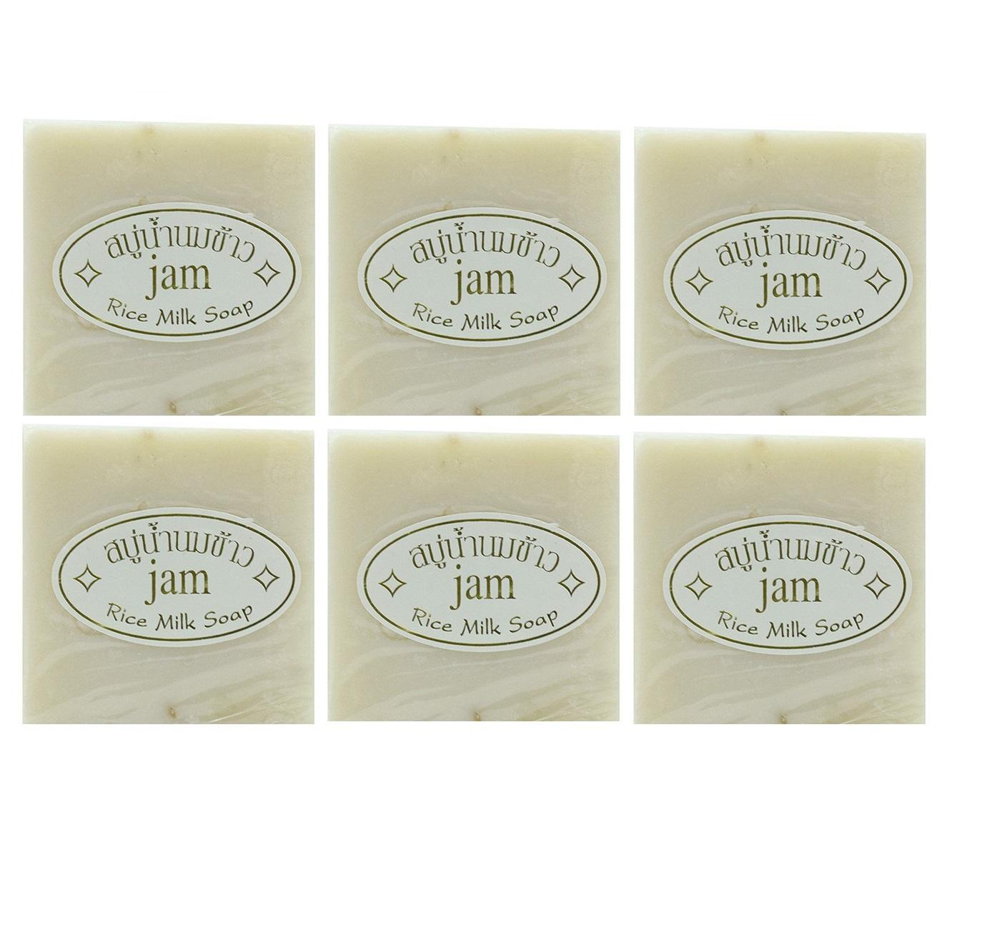 [HCM]Bộ 6 xà phòng cám gạo rửa mặt trắng sáng Gluta Jam Thái Lan 65g