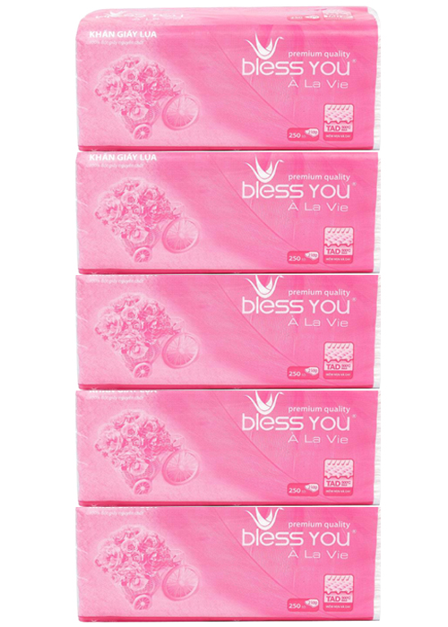 Bộ 5 Gói Khăn Giấy Rút Bless You À La Vie 250T