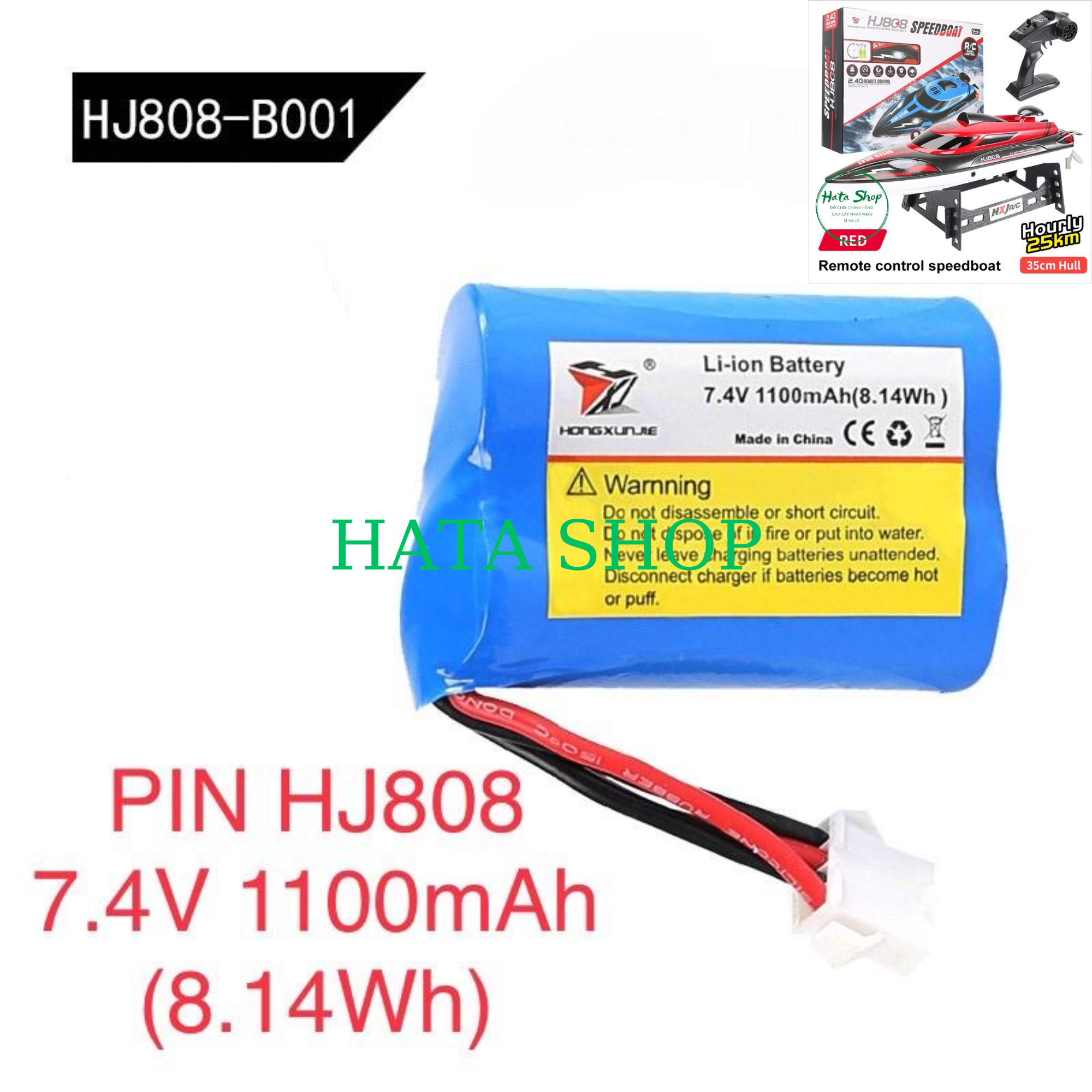 Pin cano hj808 7.4v 1100mah dùng cho cano điều khiển từ xa cao cấp hàng zin