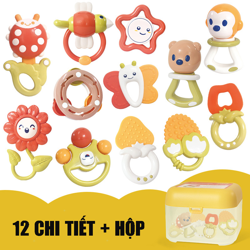 Sét Xúc xắc gặm nướu 8/10/12 chi tiết cho bé được làm từ nhựa ABS cao cấp tiệt trùng ở nhiệt độ cao có hộp đựng rất đẹp
