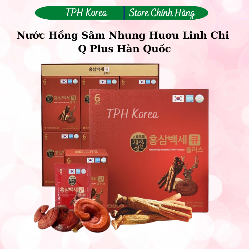 Nước Hồng Sâm Nhung Hươu NongHyup Q Plus Hàn Quốc Hộp 30 Gói, Tăng sức đề kháng cho cơ thể, chống lão hóa và giúp ngủ sâu giấc - TPH Korea