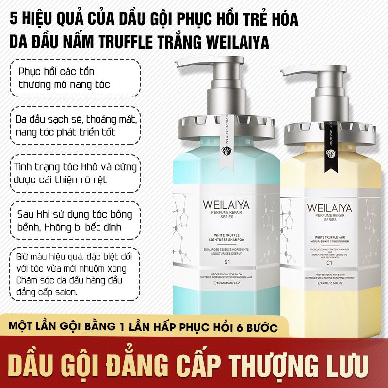 Bộ Dầu Gội Phục Hồi Đa Tầng Nấm Truffle Weilaiya 450ml