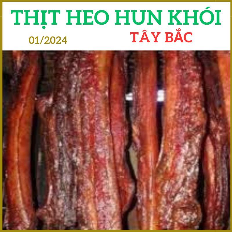 Thịt heo hun khói làm từ thịt ba chỉ rút sườn heo tươi cùng nhiều loại gia vị của núi rừng Tây bắc dùng ăn luôn hay chế biến thành nhiều món ngon khác