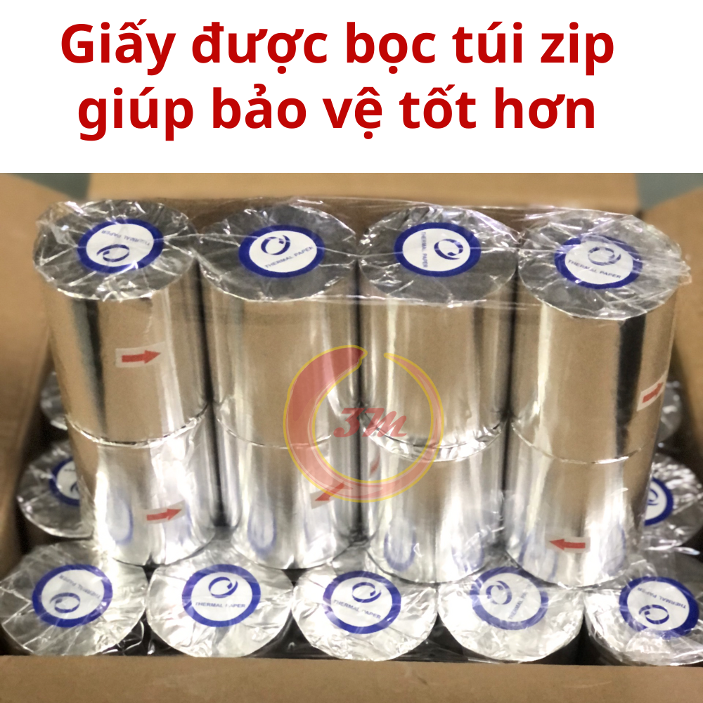 Thùng 50 cuộn giấy in nhiệt, Giấy in bill, Giấy in hóa đơn 80x80mm