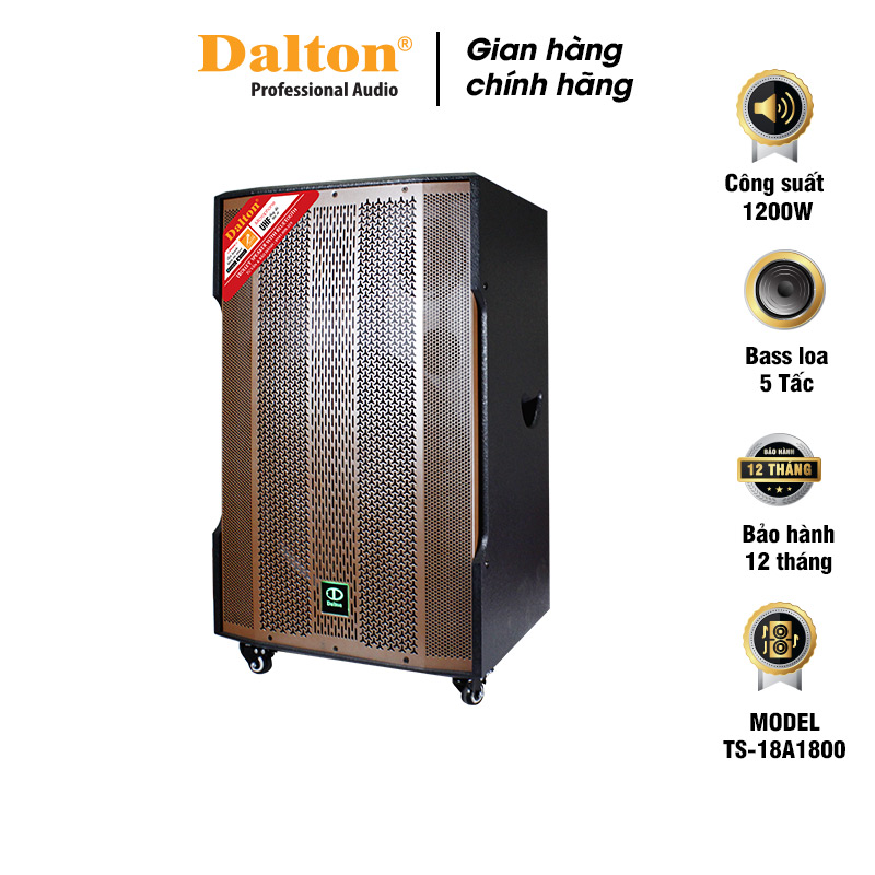 Loa kéo điện, loa karaoke mini công suất lớn 1200W chính hãng Dalton TS-18A1800 Bass loa 5 tấc - tặng kèm 2 micro không dây UHF Bảo hành 12 tháng.