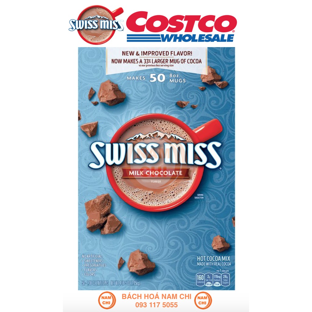 HỘP 50 GÓI Bột Cacao Sữa SWISS MISS 1.95kg - Hàng Mỹ