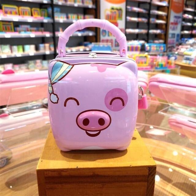 Két Sắt Ống Heo Tiết Kiệm Có Khóa Mini Cho Bé - Hộp Khóa Sắt