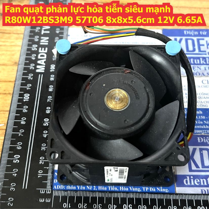 Fan quạt phản lực hỏa tiễn siêu mạnh nidec 8056 8cm r80w12bs3m9 57t06 8x8x5.6cm 12vdc 6.65a kde4564