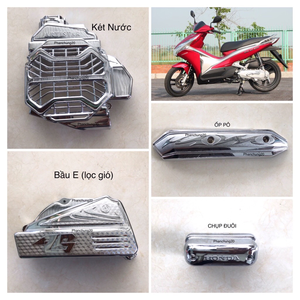 Full bộ ốp phụ kiện trang trí dùng cho đời xe ab air blade 2011 2012 crom