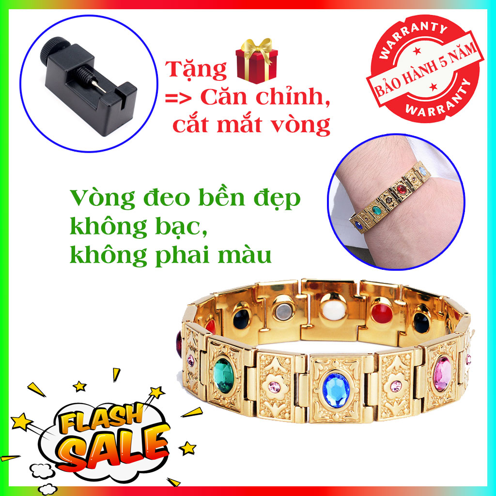 Vòng đeo tay điều hoà ổn định huyết áp Nhật Bản đính đá, giúp điều hoà ổn định huyết áp, tăng khả năng lưu thông máu, là món quà bảo vệ sức khoẻ