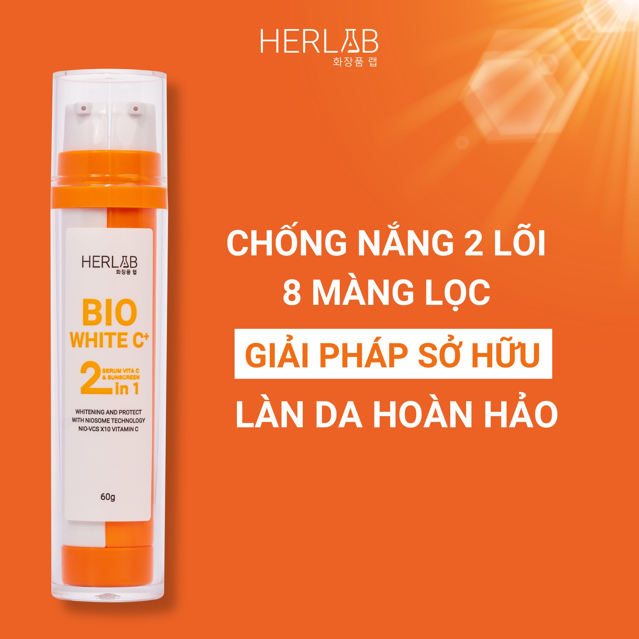 Kem chống nắng phổ rộng herbal 2in1 spf 50+ 60ml herskin