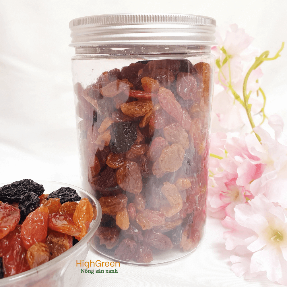 Nho khô Raisins 500Gr - Nho khô sấy không đường nhập khẩu từ Mỹ 3 màu chua chua, ngọt ngọt, vị ngọt thanh