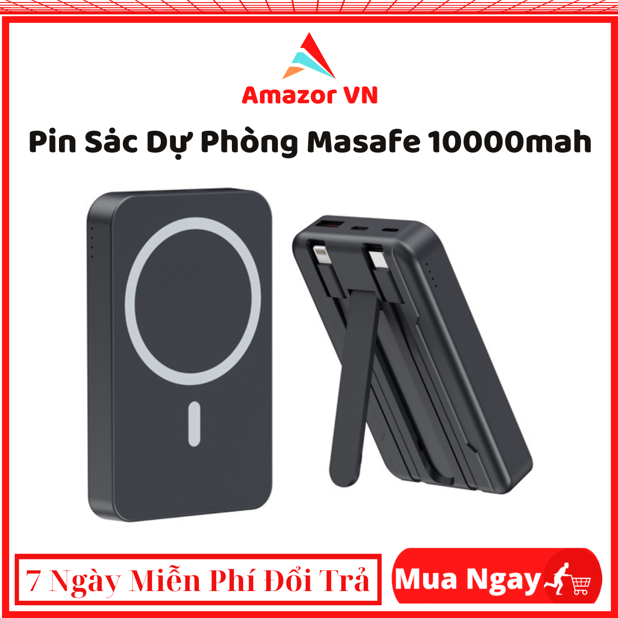  Pin Sạc Dự Phòng Masafe 10.000Mah  Pin Sạc Từ Tính  Masafe 10.000Mah  Sạc Nhanh Từ Tính   20w  Kèm Giá Đỡ   Tích Hợp Cáp Sạc Type-C Kèm  Cáp Lightning . 