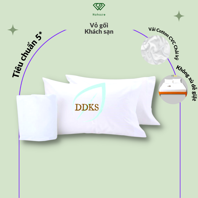 Vỏ bọc gối màu trắng khách sạn chất liệu cotton cvc Riotex cao cấp [ size gối nằm: 40cm x 60cm, gối nằm: 50cm x 70c, gối ôm: 35cm x 100 ]