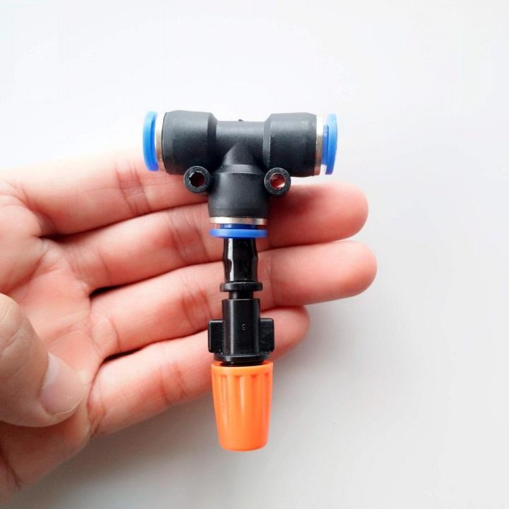 10 béc phun sương đơn nối ống hơi 8mm Hãng sản xuất: Trung Quốc Béc có thể điều chỉnh được Hai loại: Có kèm van áp chống nhỏ giọt khi ngắt nước hoặc không Màu sắc: Cam