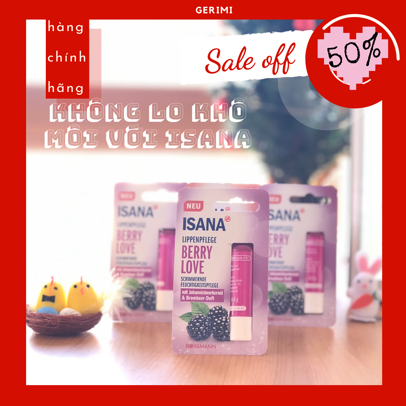 Dưỡng môi ISANA BERRY LOVE - Dưỡng ẩm ISANA - Son dưỡng môi xuất xứ Đức - Mỹ phẩm Đức