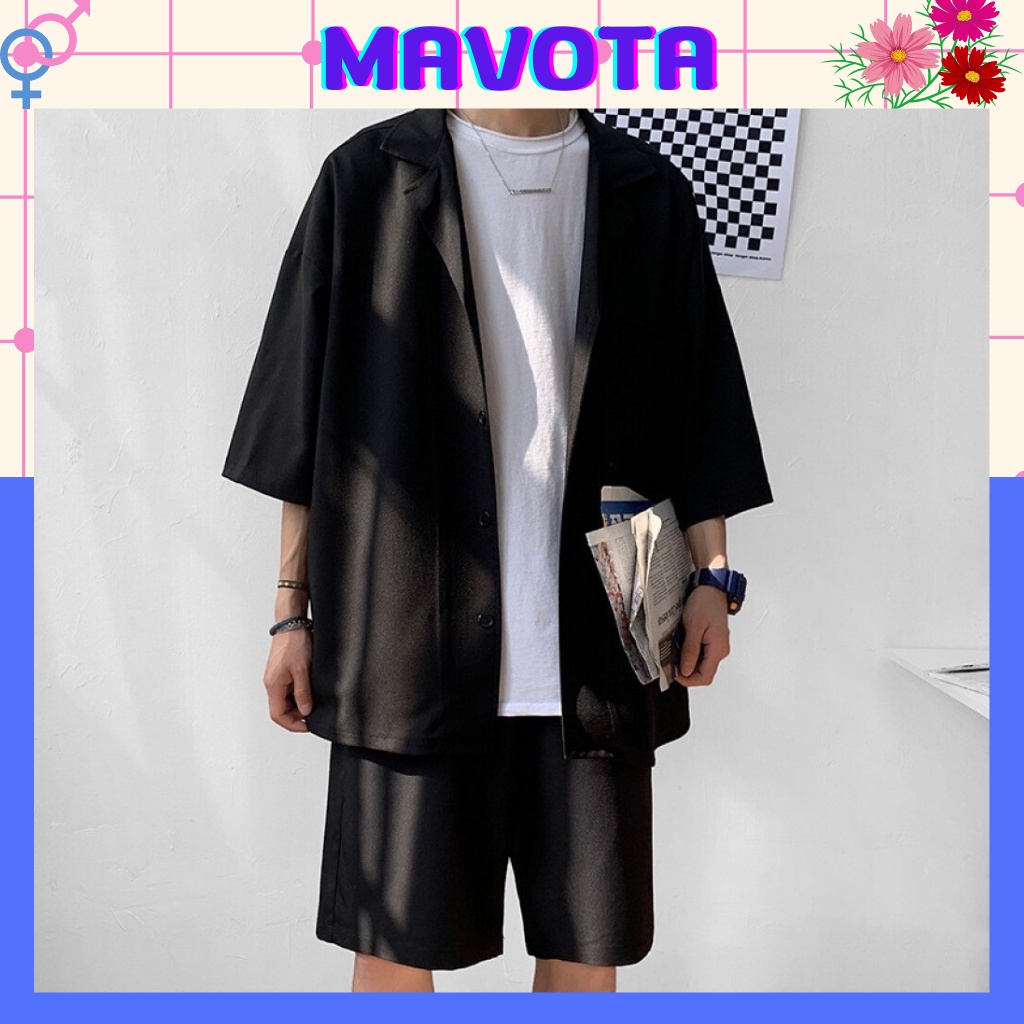 Bộ set quần áo Blazer ngắn tay nam Mavota quần short áo vest hè unisex phong cách Hàn Quốc SB005