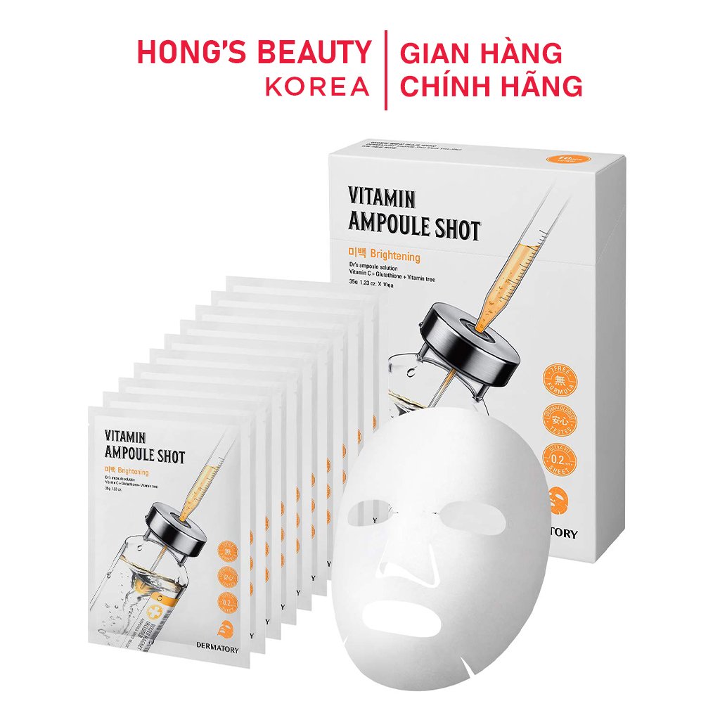 Mặt nạ dưỡng sáng da DERMATORY Vitamin Ampoule Shot Mask Brightening - HONGS BEAUTY