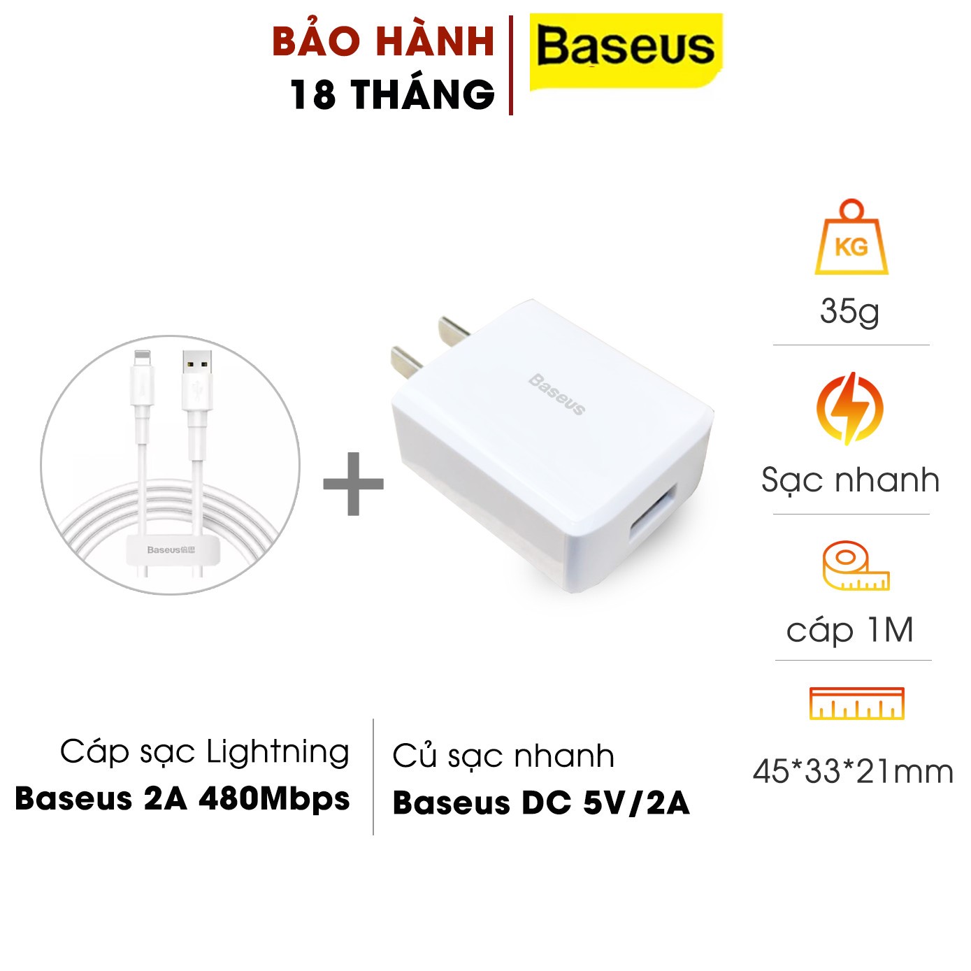Bộ cốc cáp sạc chuẩn lightning baseus sạc cho iphone ccdx-a02 max 2a - dây dài 1m truyền dữ liệu hàng chính hãng abshop365 hshop365hn hshop365 abshop hshop