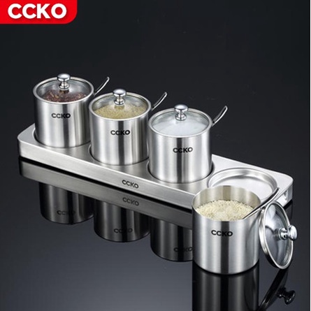 Hộp đựng gia vị inox 4 lọ ccko dùng nhà bếp