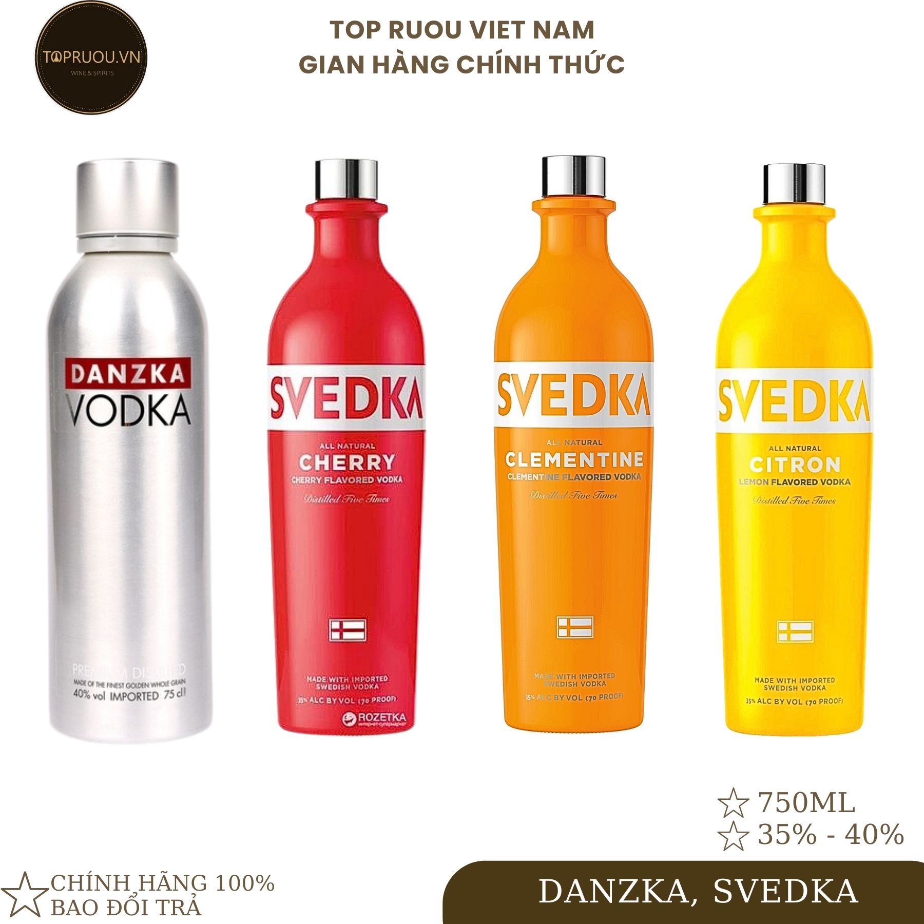 Rượu vodka danza - svedka cherry - clemetine - citron 700ml - 1000ml