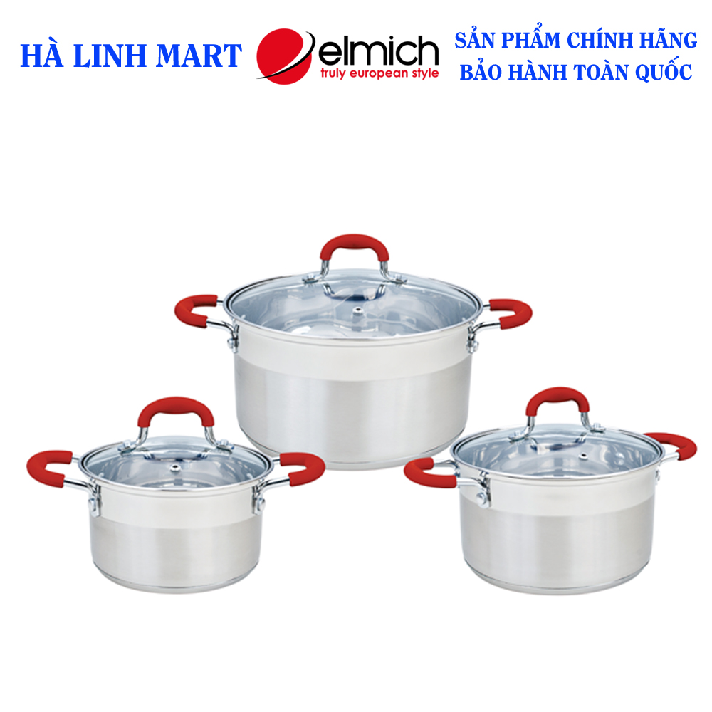 Bộ nồi inox elmich smartcook 3 chiếc cỡ 16cm, 20cm, 24cm-sm3335, 2353335