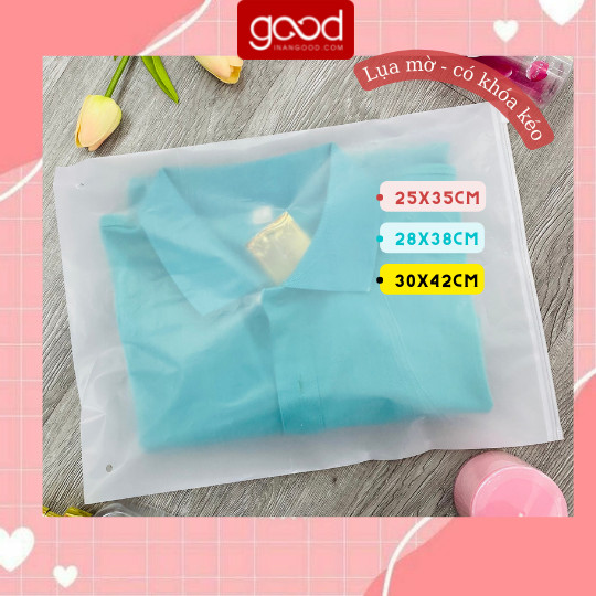 50 túi zip lụa mờ có khoá kéo đựng quần áo, mỹ phẩm loại 1 có sẵn nhiều kích thước
