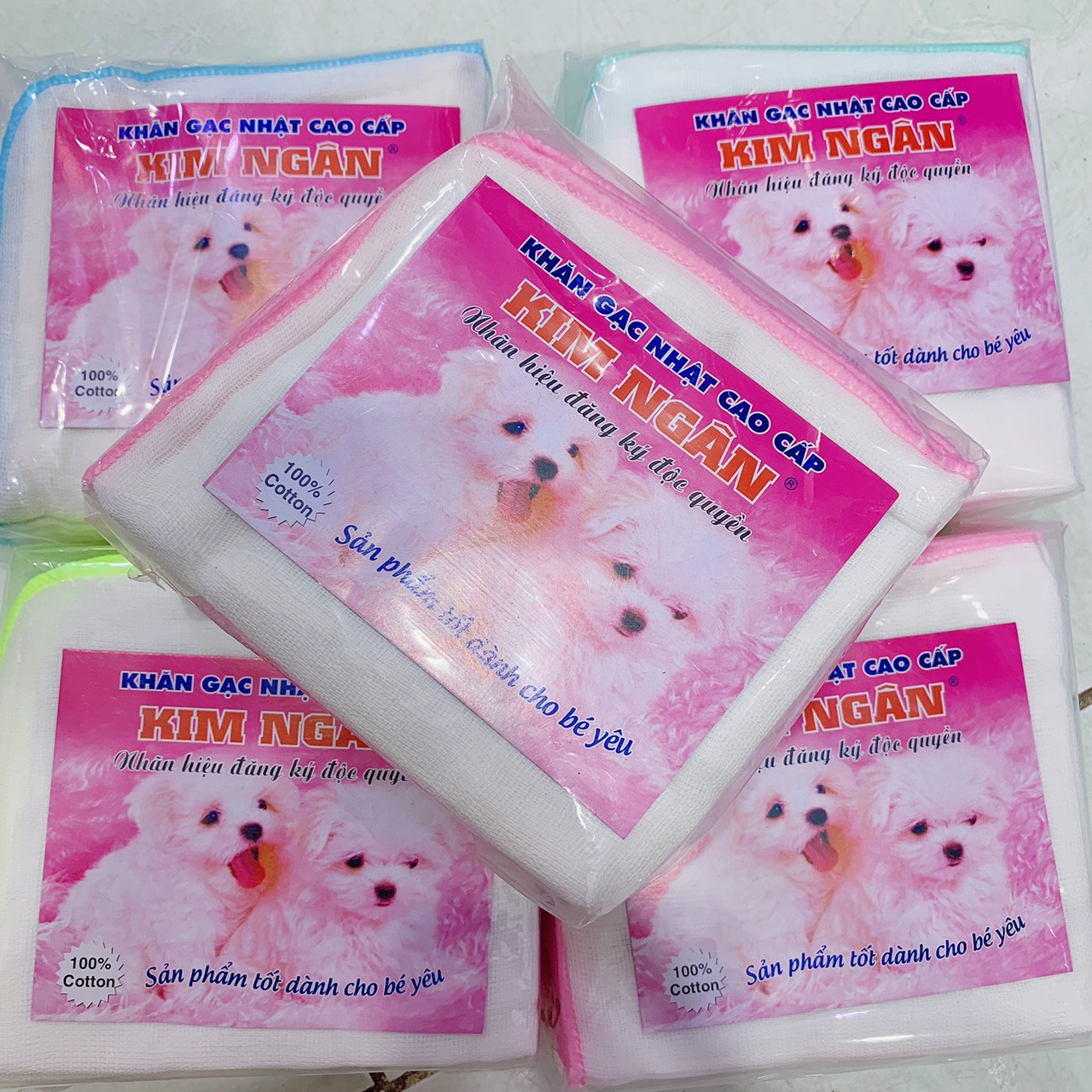 [Set 10 Chiếc] Khăn Sữa Xô 6 Lớp Xuất Nhật Bo Viền Kim Ngân.