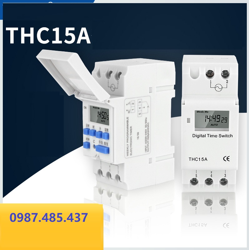 Công tắc hẹn giờ lập trình điện tử AHC15, THC15A, đóng ngắt bằng tiếp điểm