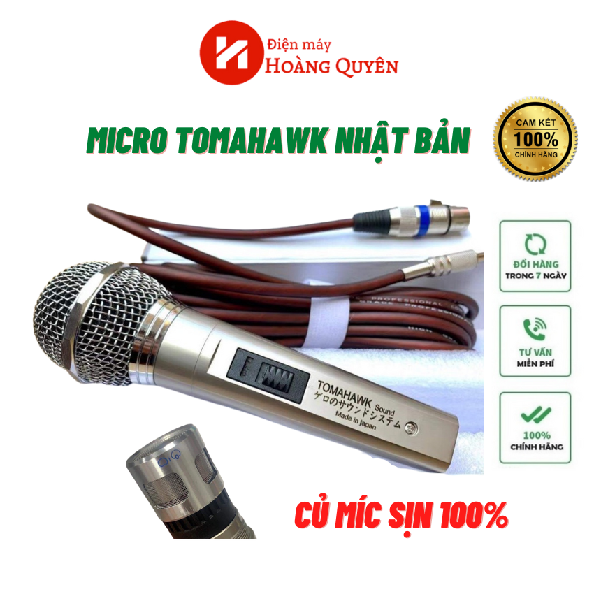 Micro karaoke có dây TOMAHAWK thương hiệu Nhật Bản, mic hát nhẹ tiếng, trong dùng cho dàn karaoke