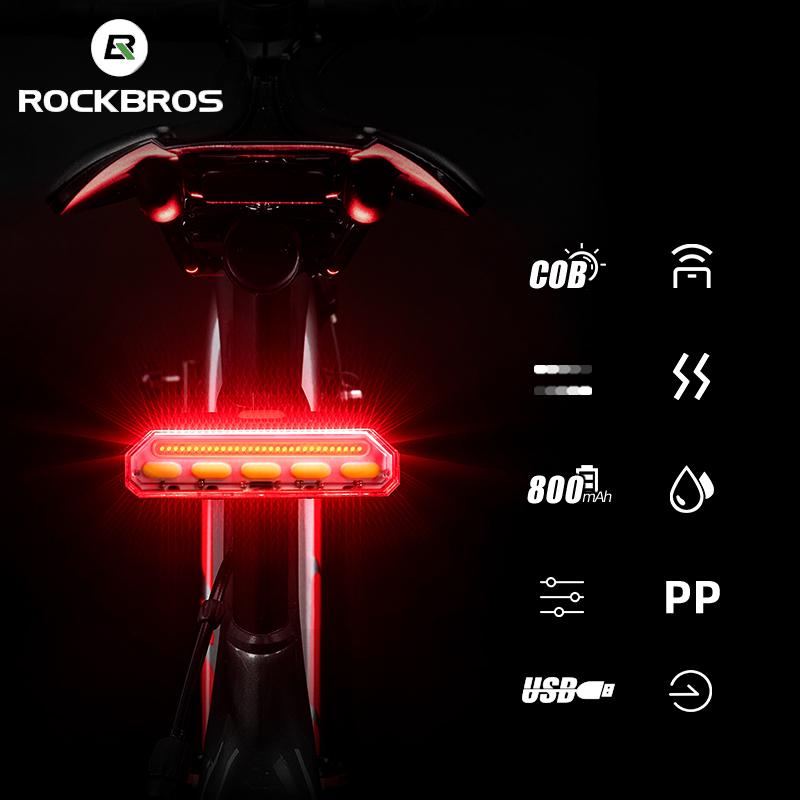 ROCKBROS Mountain Bike Tail Light Turn Signal Remote Control Lamp Bicycle Cycling COB LED Powerful Rechargeable Rear Lights Taillight