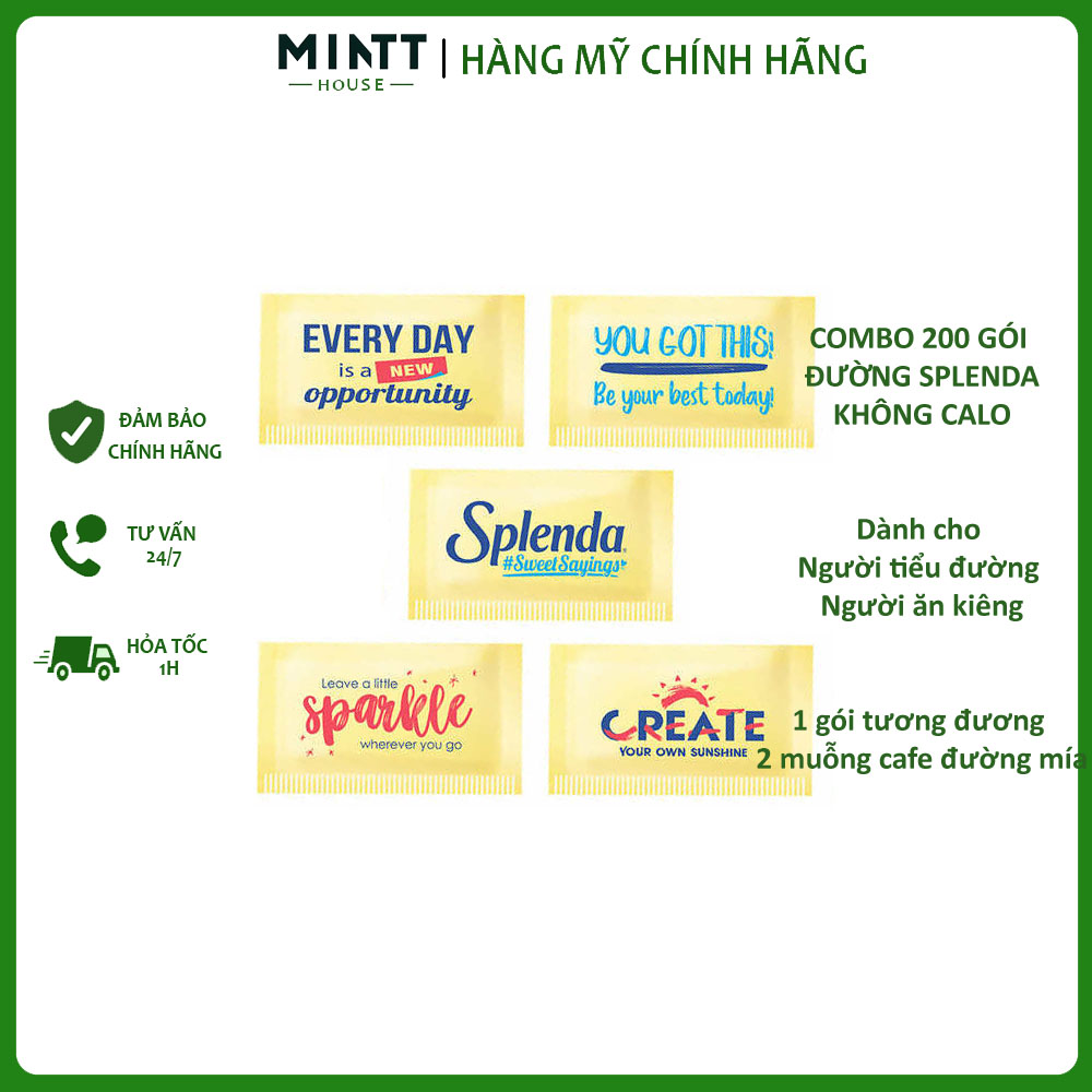 [HCM]Combo 200 gói đường Splenda xuất xứ Mỹ dành cho người tiểu đường và ăn kiêng