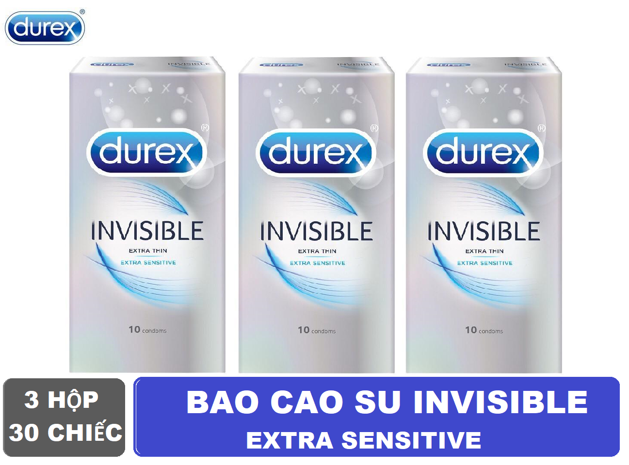 Bao Cao Su Durexx Invisible Extra Thin cực siêu mỏng Hộp 10 Chiếc -