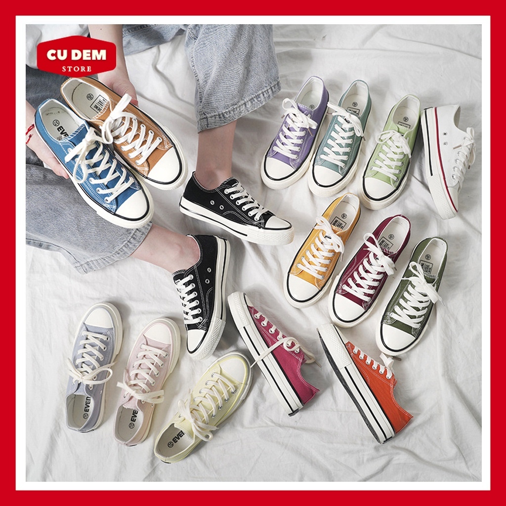 {HOT} [𝐓𝐚̣̆𝐧𝐠 𝐓𝐢𝐜𝐤𝐞𝐫] Giày Thể Thao Nữ Cổ Thấp Xinh Xắn (Kiểu Dáng Convers Cổ Thấp)  - CÚ ĐÊM STORE