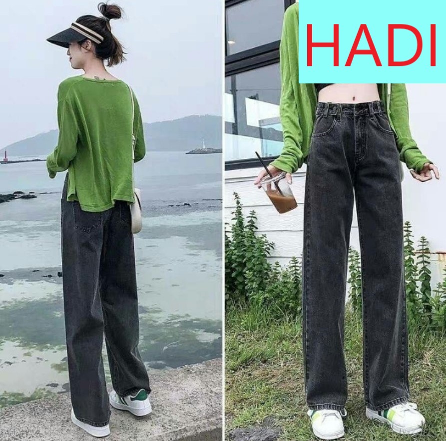 [ FREESHIP ] QUẦN JEAN ỐNG RỘNG NỮ LƯNG CAO MÀU XÁM CẠP CHỈNH EO CÁ TÍNH SIÊU THỜI THƯỢNG HOT PHONG CÁCH HADI