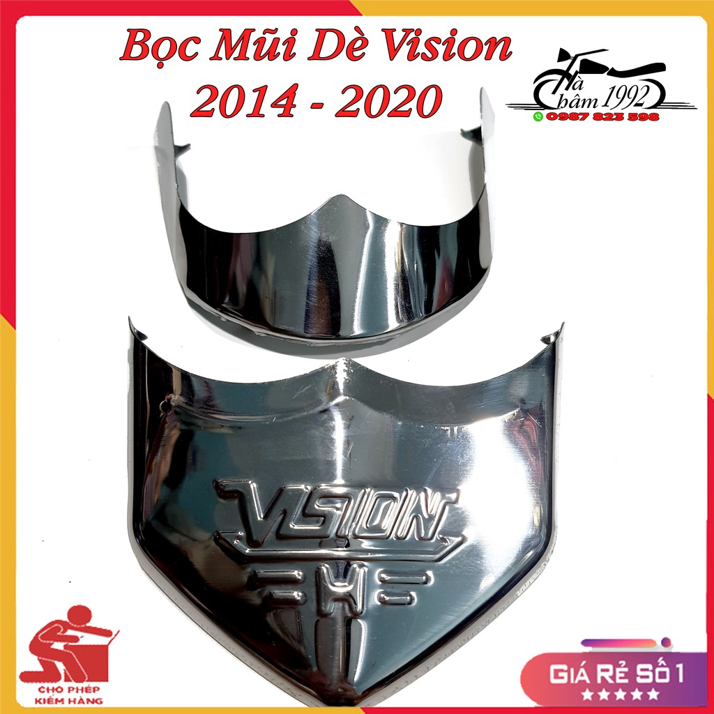 Bọc mũi dè vision 2014 - 2020 inox trắng , ốp mỏ dè vision, ốp mũi dè vision