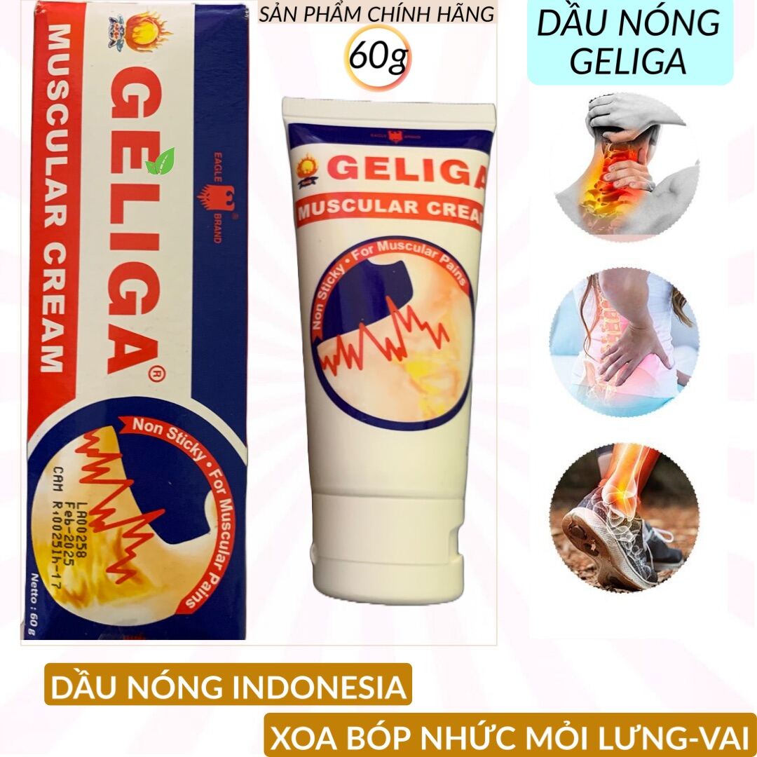 Dầu Nóng Dạng Cream Geliga Indonesia 60g Chính Hãng Xoa Bóp