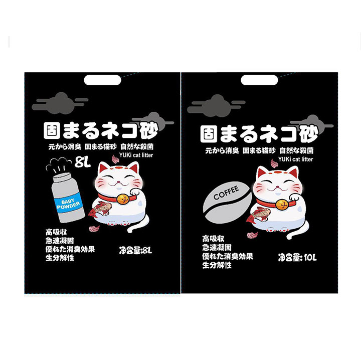 Cát vệ sinh mèo Yuki mèo thần tài túi 8l