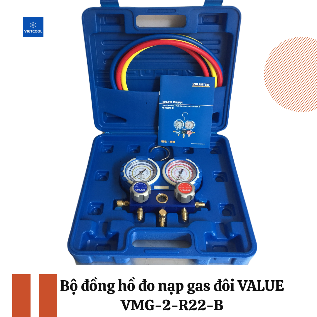 Bộ đồng hồ đo nạp gas đôi value model vmg-2-r22-b