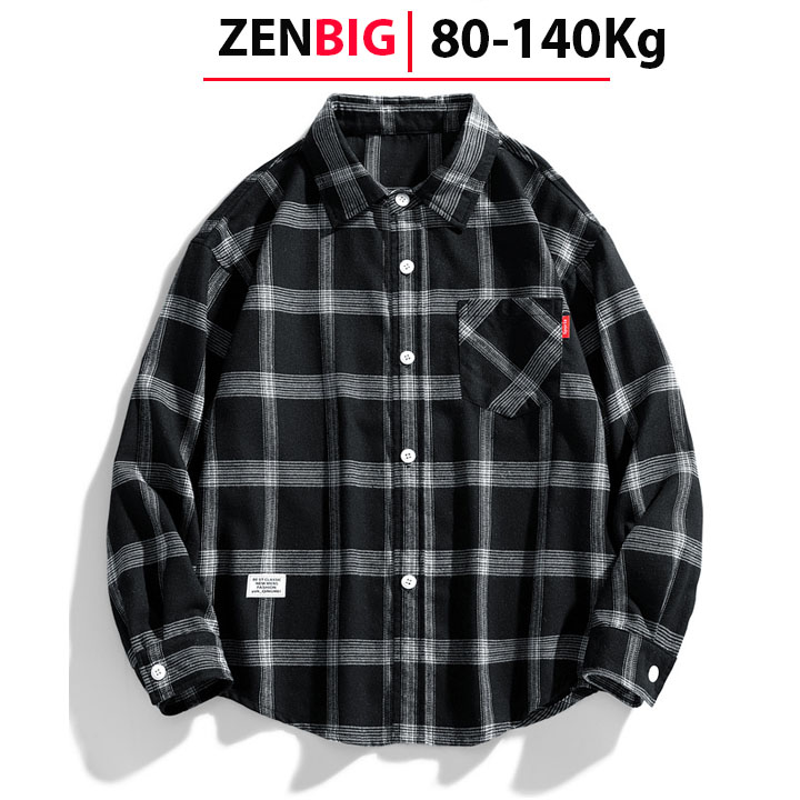 Áo sơ mi nam big size ZENBIG vải cotton pha, áo sơ mi dành cho người mập người béo từ 80-140kg